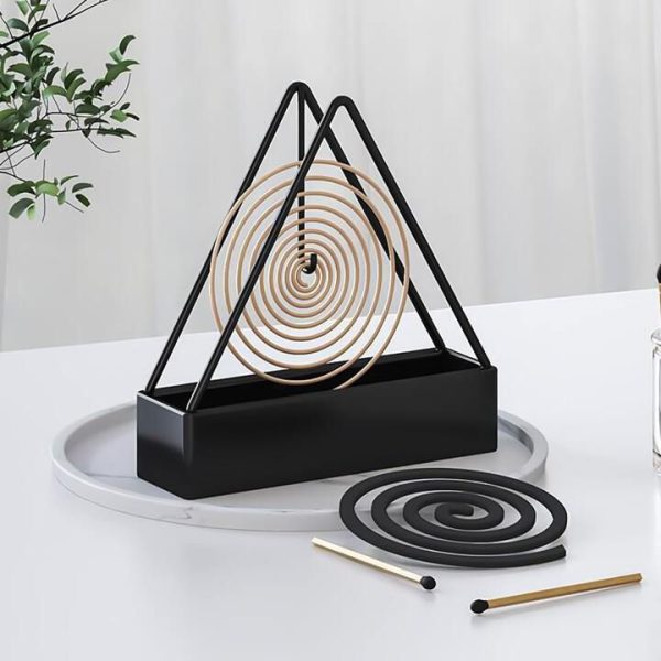 1pc Simple Triangle-shaped Iron Mosquito Coil Holder Creative Hanging Or Standing Incense Burner (random Color)