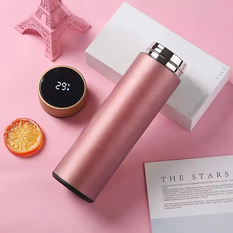 "Premium Stainless Steel Temperature Display Vacuum Insulated Water Bottle – Thermo Flask Coffee Cup (Random Color)."