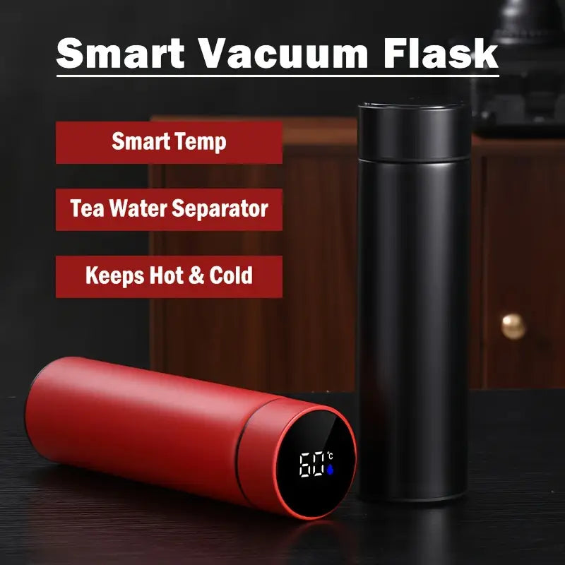 "Premium Stainless Steel Temperature Display Vacuum Insulated Water Bottle – Thermo Flask Coffee Cup (Random Color)."