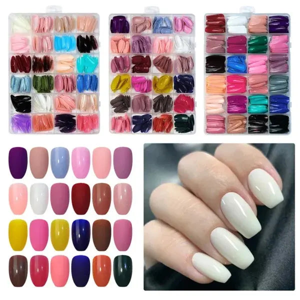 576 Pcs Nails With Box ,reusable Artificial Nails, 24 Different Colours.