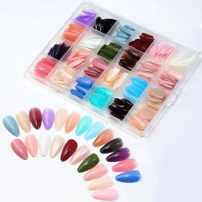 576 Pcs Nails With Box ,reusable Artificial Nails, 24 Different Colours.