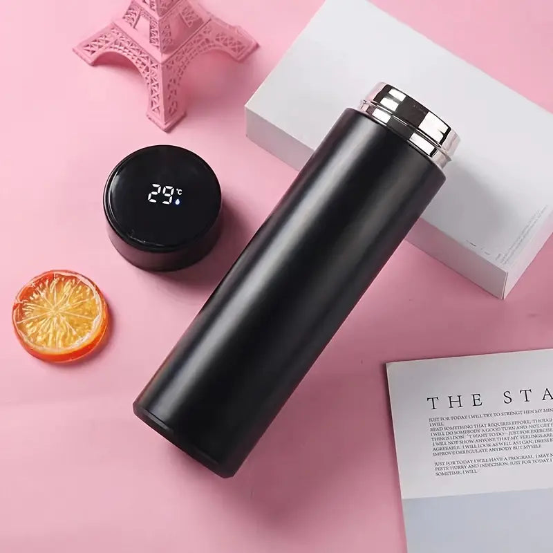 "Premium Stainless Steel Temperature Display Vacuum Insulated Water Bottle – Thermo Flask Coffee Cup (Random Color)."