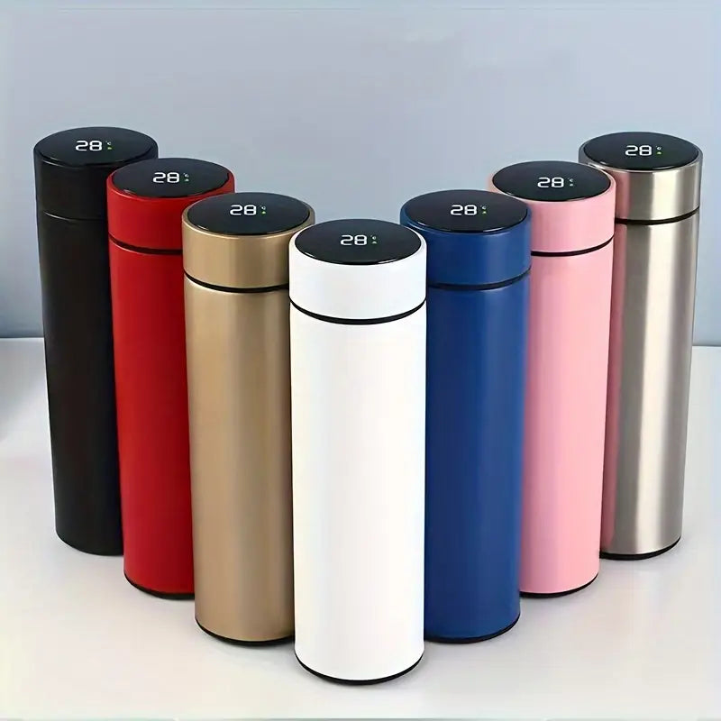 "Premium Stainless Steel Temperature Display Vacuum Insulated Water Bottle – Thermo Flask Coffee Cup (Random Color)."