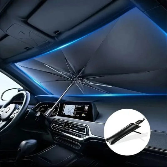 "Car Umbrella Sunshade – Foldable Windshield Sun Visor Protector for Heat Insulation and UV Protection"