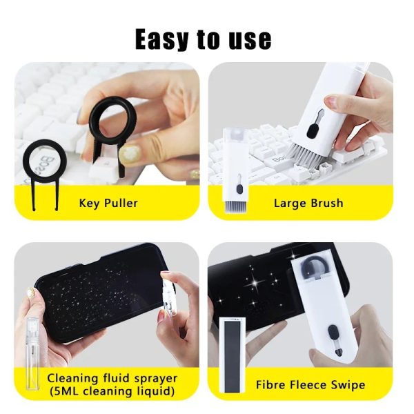 7-in-1 Headset & Electronics Cleaning Kit – Scalable Keyboard Cleaner, Brush, Earphone Cleaning Pen, and More