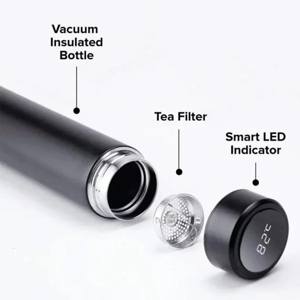 "Premium Stainless Steel Temperature Display Vacuum Insulated Water Bottle – Thermo Flask Coffee Cup (Random Color)."